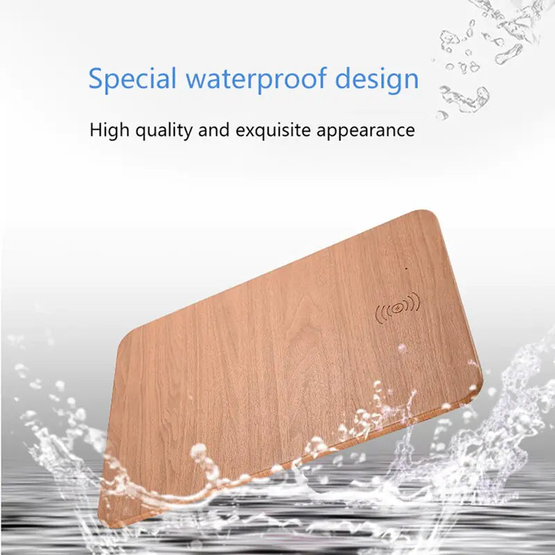 Wood and Leather Wireless Charging Mouse Pad