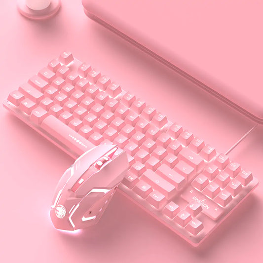 Pink Harmony: Wired Keyboard and Mouse Set